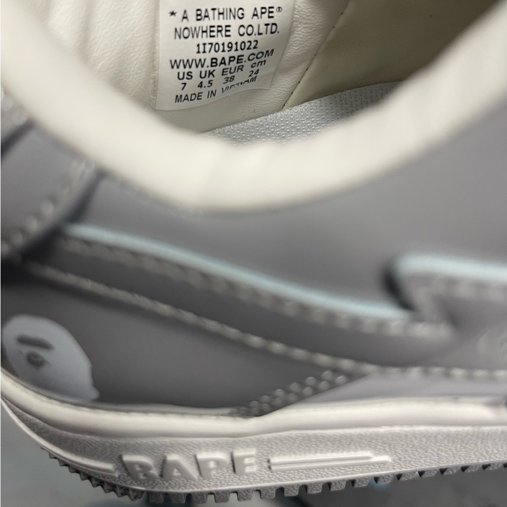 BAPE Sta Low Gray Patent Sneakers – White / Gray – Streetwear Shoes - Picture 5 of 5